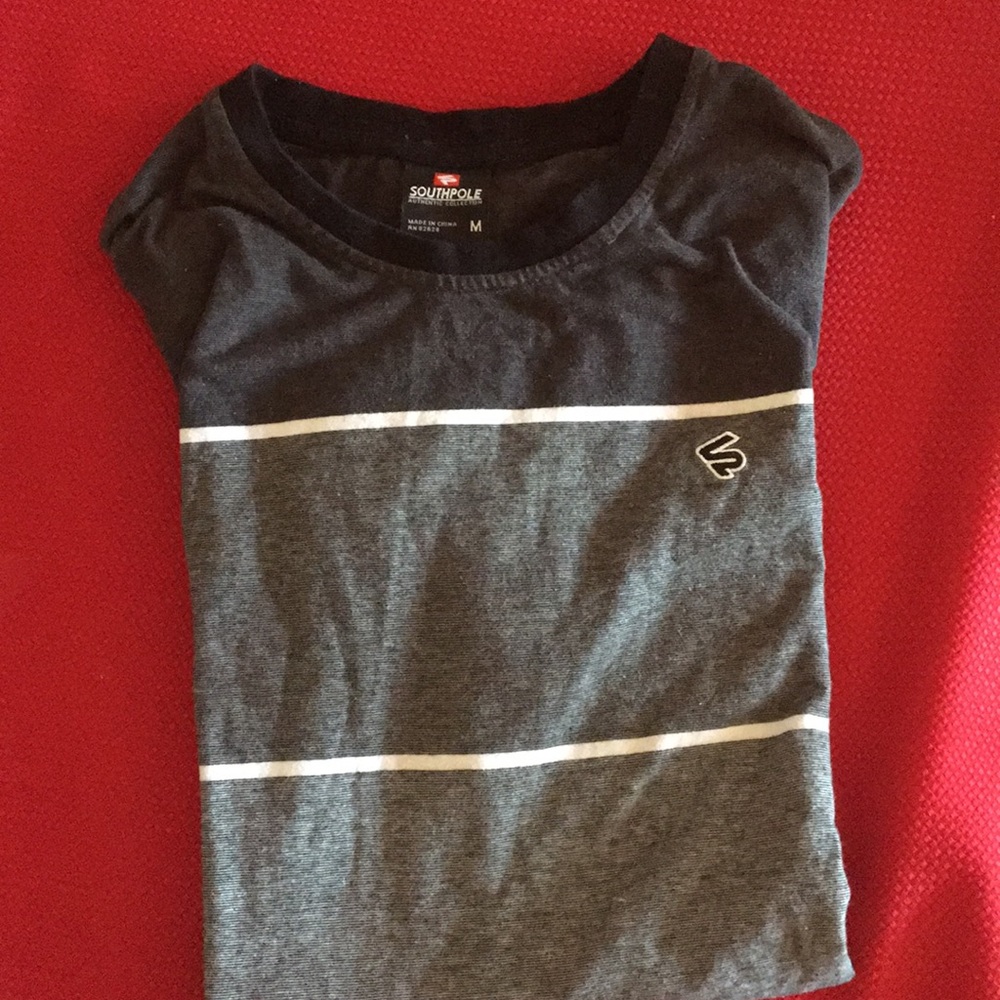 SouthPole Black and grey w/ white stripes tee